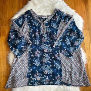 Women’s Notations Woman Sheer Blue Top Size 3X